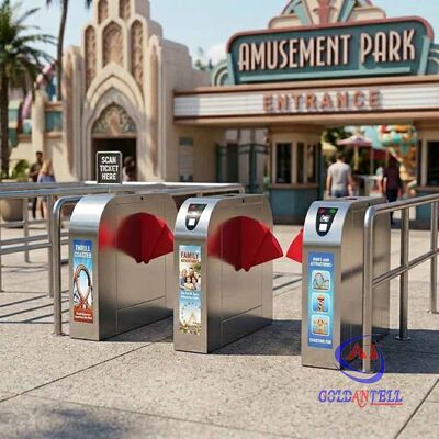 Amusement Park Entry Turnstile Integrated Ticket QR Code and RFID Wristband Flap Barrier for High-Flow Access CE