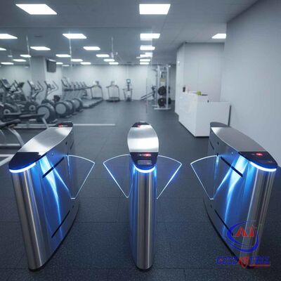 Advanced Integrated RFID & Facial Recognition Access Control Dual Lane Smart Flap Barrier Gate for Gym/Fitness Center