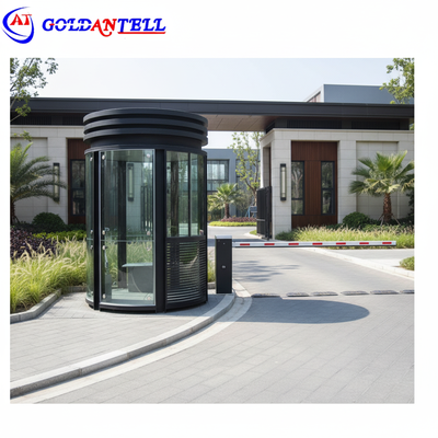 Cabine de sécurité ronde étanche IP54 1500x2400mm Taille personnalisée abri de garde durable pour la protection extérieure