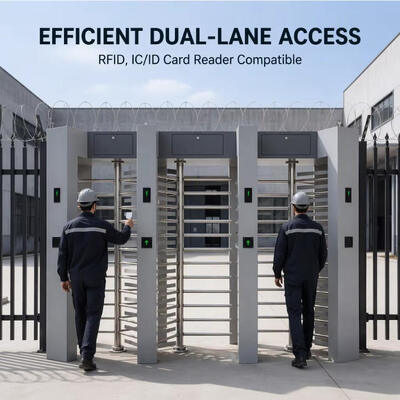 Tourniquet de sécurité extérieur pleine hauteur à double voie avec carte RFID et reconnaissance faciale en acier inoxydable 304