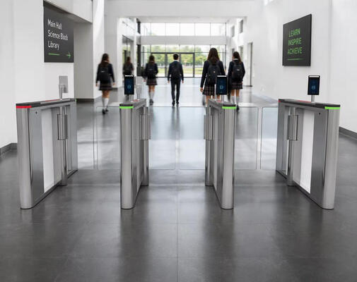 Porte de sécurité à grande vitesse, contrôle d'accès, portillon battant 2 voies, moteur sans balais en acier inoxydable 304